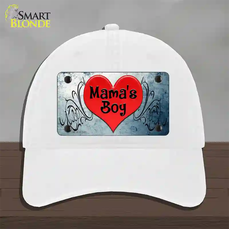 Mamas Boy Novelty License Plate Hat Unconstructed Cotton / White