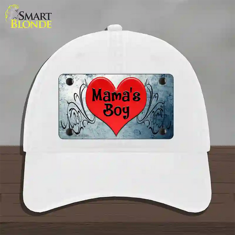 Mamas Boy Novelty License Plate Hat Unconstructed Cotton / White