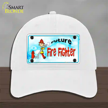 Future Fire Fighter Novelty License Plate Hat Unconstructed Cotton / White