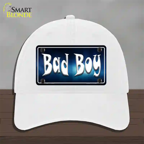 Bad Boy Novelty License Plate Hat Unconstructed Cotton / White