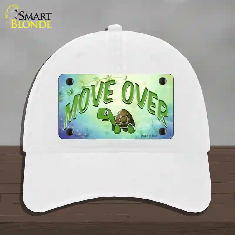 Move Over Novelty License Plate Hat Unconstructed Cotton / White