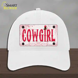 Cowgirl Pink Novelty License Plate Hat Unconstructed Cotton / White