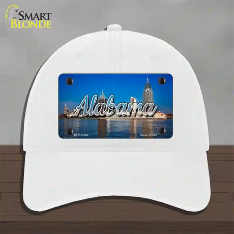 Alabama City Skyline State Novelty License Plate Hat Unconstructed Cotton / White