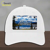 Alaska Snowy Mountains State Novelty License Plate Hat Unconstructed Cotton / White