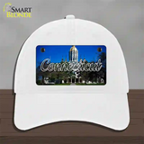 Connecticut Capital Building State Novelty License Plate Hat Unconstructed Cotton / White