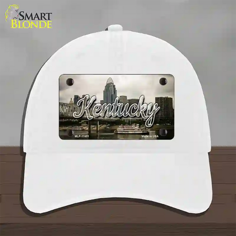 Kentucky City Skyline State Novelty License Plate Hat Unconstructed Cotton / White