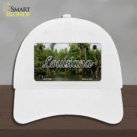 Louisiana Swamp State Novelty License Plate Hat Unconstructed Cotton / White