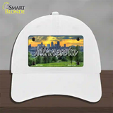 Minnesota City Skyline Sunset State Novelty License Plate Hat Unconstructed Cotton / White