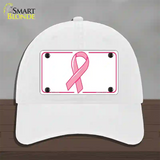 Breast Cancer Ribbon Novelty License Plate Hat Unconstructed Cotton / White