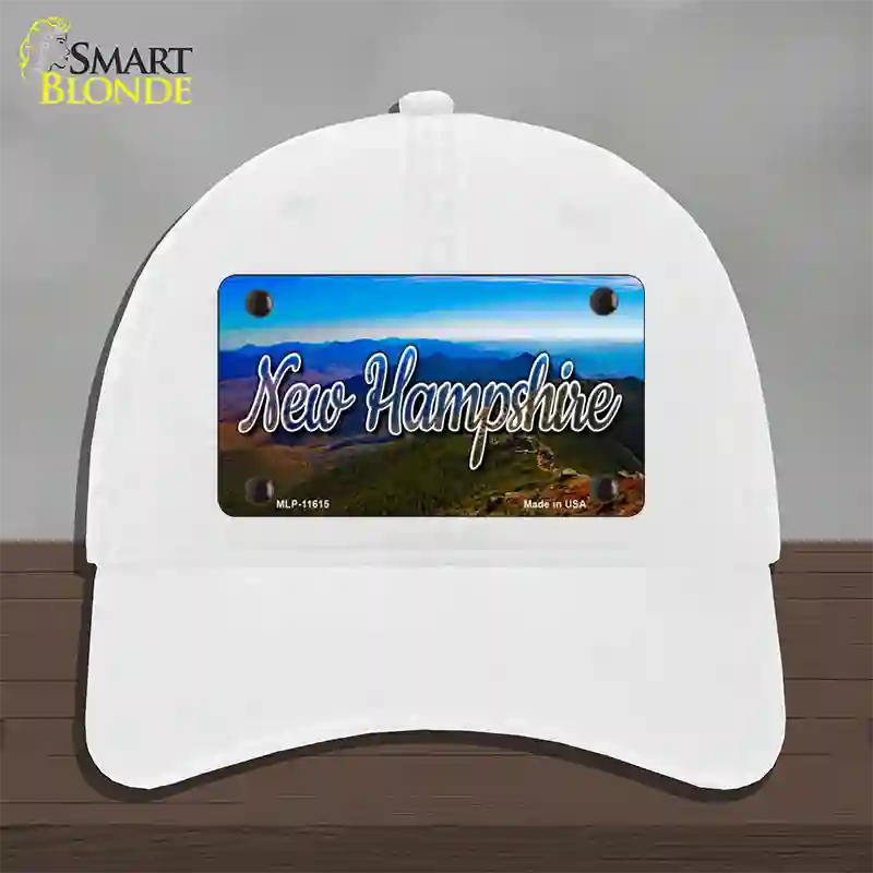 New Hampshire Mountain Range State Novelty License Plate Hat Unconstructed Cotton / White