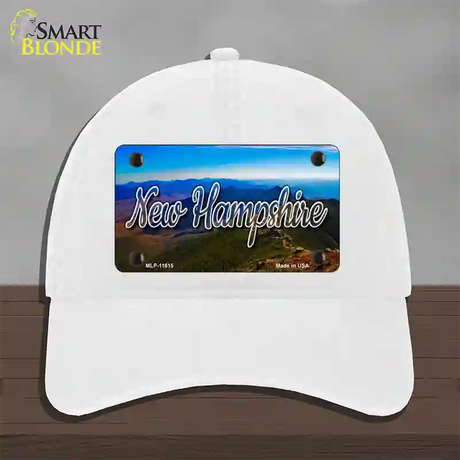 New Hampshire Mountain Range State Novelty License Plate Hat Unconstructed Cotton / White