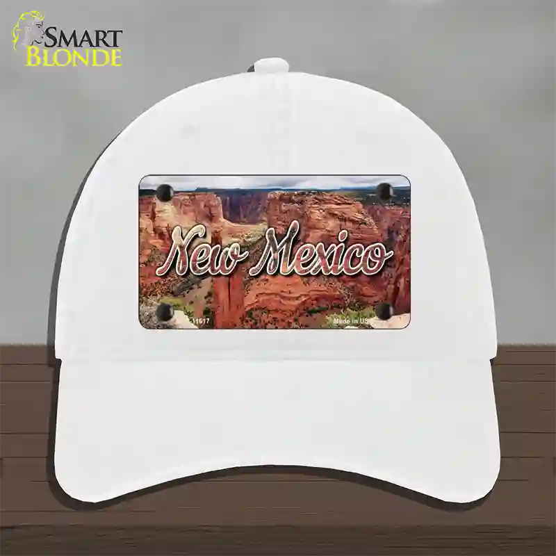 New Mexico Red Canyon State Novelty License Plate Hat Unconstructed Cotton / White