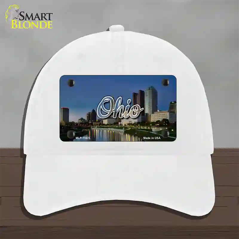 Ohio River City Skyline State Novelty License Plate Hat Unconstructed Cotton / White