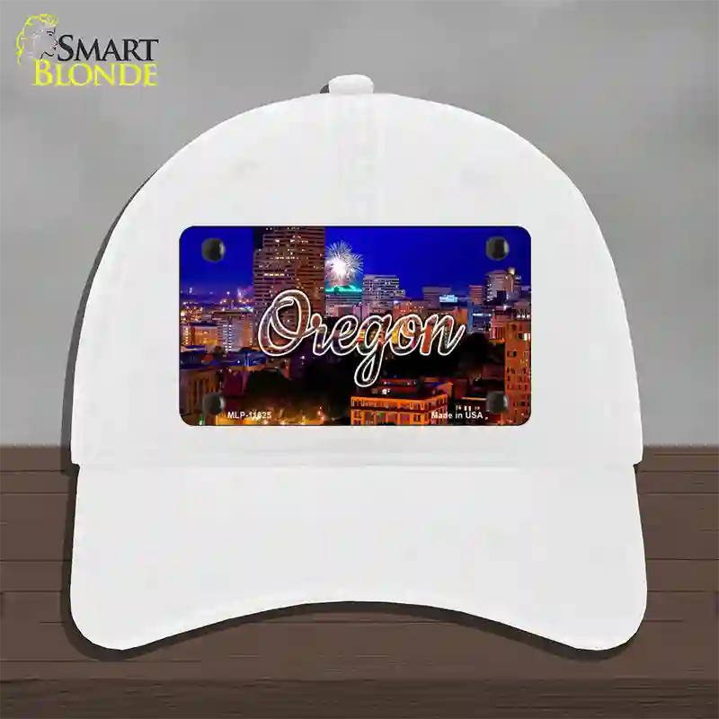 Oregon Firework City Lights State Novelty License Plate Hat Unconstructed Cotton / White