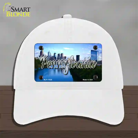 Pennsylvania Delaware City Skyline State Novelty License Plate Hat Unconstructed Cotton / White