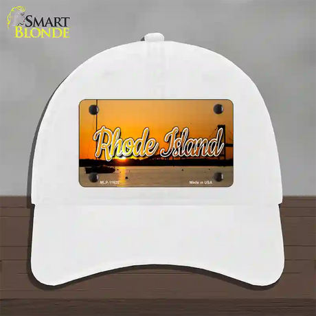 Rhode Island River Sunset State Novelty License Plate Hat Unconstructed Cotton / White