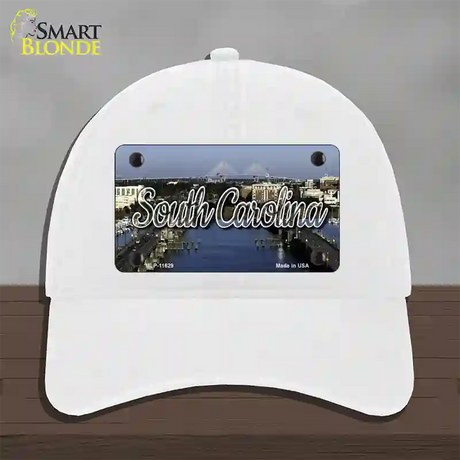 South Carolina City Bridge State Novelty License Plate Hat Unconstructed Cotton / White