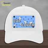 Cat Lover Novelty License Plate Hat Unconstructed Cotton / White