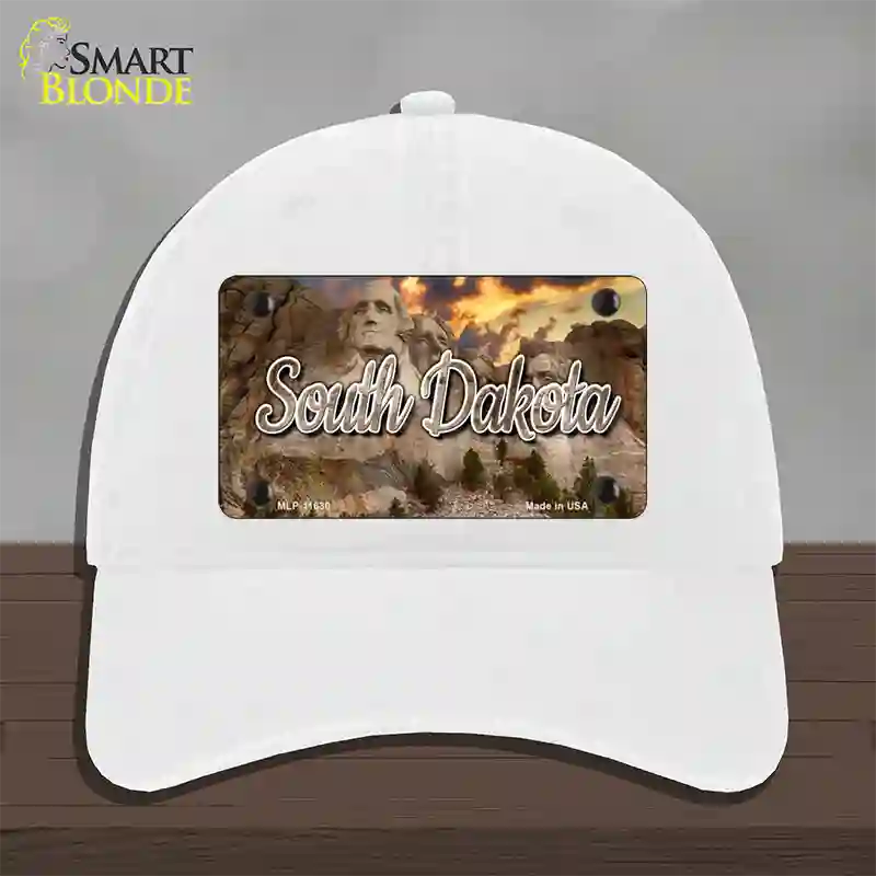 South Dakota Mt Rushmore State Novelty License Plate Hat Unconstructed Cotton / White