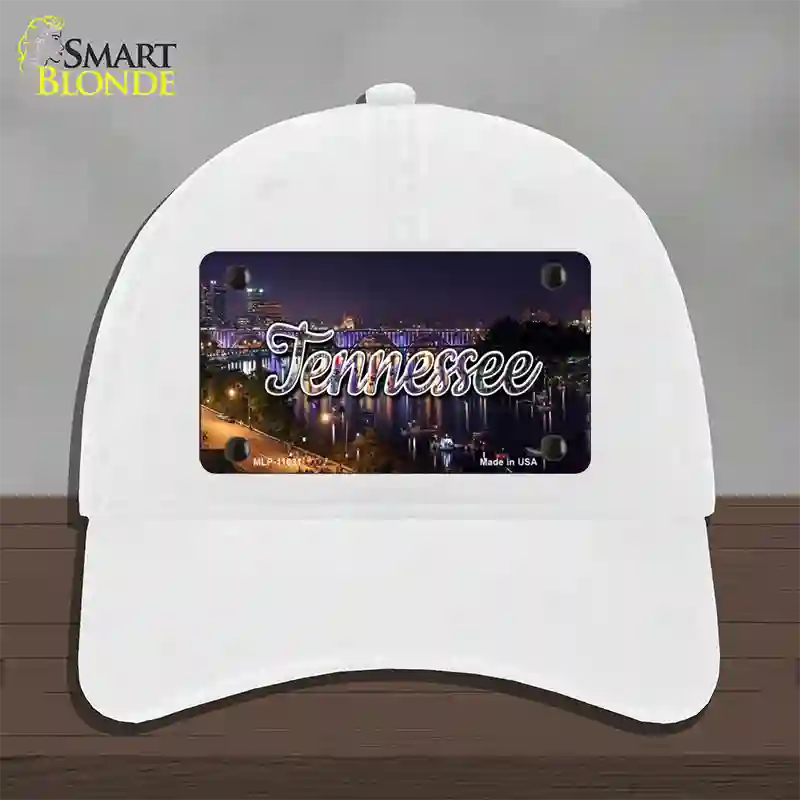 Tennessee Bridge Lights State Novelty License Plate Hat Unconstructed Cotton / White