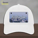 Washington Space Needle State Novelty License Plate Hat Unconstructed Cotton / White