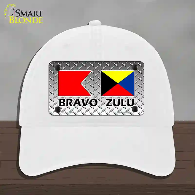 Bravo Zulu Novelty License Plate Hat Unconstructed Cotton / White