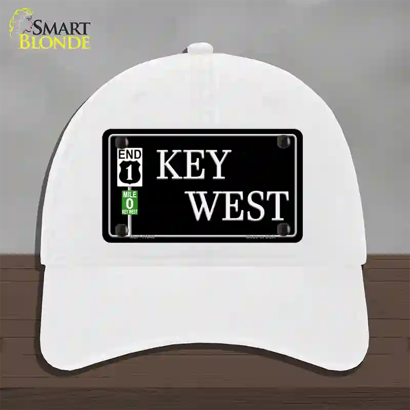 Key West Highway Sign Novelty License Plate Hat Unconstructed Cotton / White