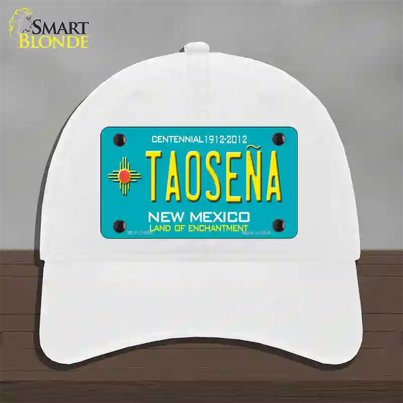 Taosena Teal New Mexico Novelty License Plate Hat Unconstructed Cotton / White