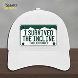 I Survived The Incline Colorado Novelty License Plate Hat Unconstructed Cotton / White