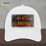 49 Percent Bitch 51 Percent Sweet Novelty License Plate Hat Unconstructed Cotton / White