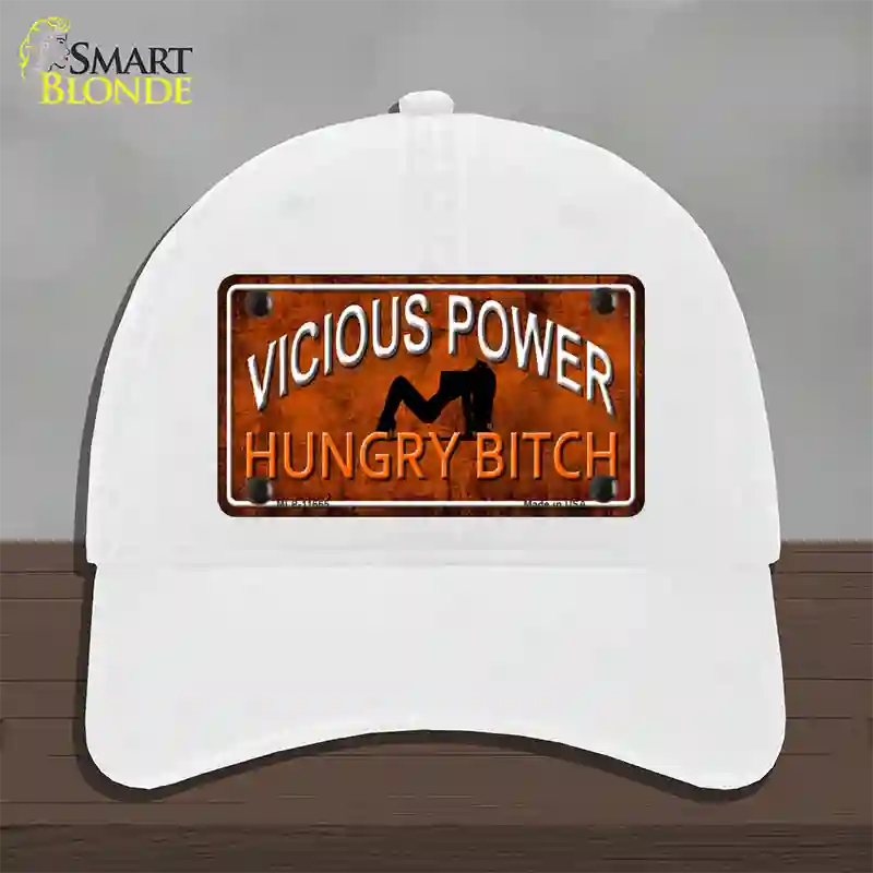 Vicious Power Novelty License Plate Hat Unconstructed Cotton / White