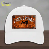 Vicious Power Novelty License Plate Hat Unconstructed Cotton / White