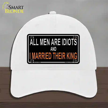 All Men Are Idiots Novelty License Plate Hat Unconstructed Cotton / White