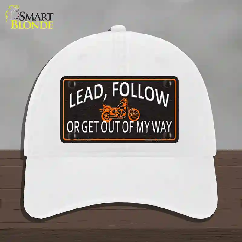 Lead Follow Novelty License Plate Hat Unconstructed Cotton / White