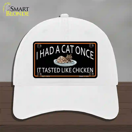 I Had A Cat Once Novelty License Plate Hat Unconstructed Cotton / White