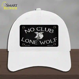 No Club Lone Wolf Novelty License Plate Hat Unconstructed Cotton / White