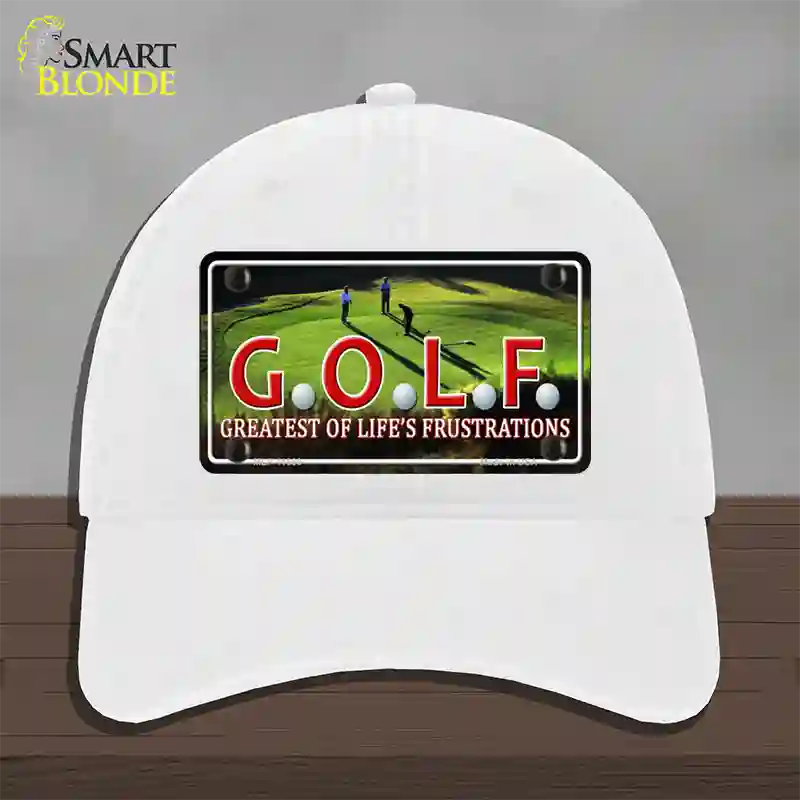 GOLF Novelty License Plate Hat Unconstructed Cotton / White