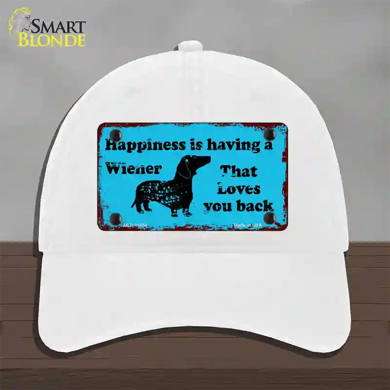 Happiness Is Having A Wiener Novelty License Plate Hat Unconstructed Cotton / White