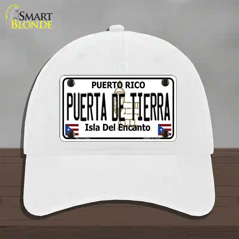 Puerta De Tierra Puerto Rico Novelty License Plate Hat Unconstructed Cotton / White