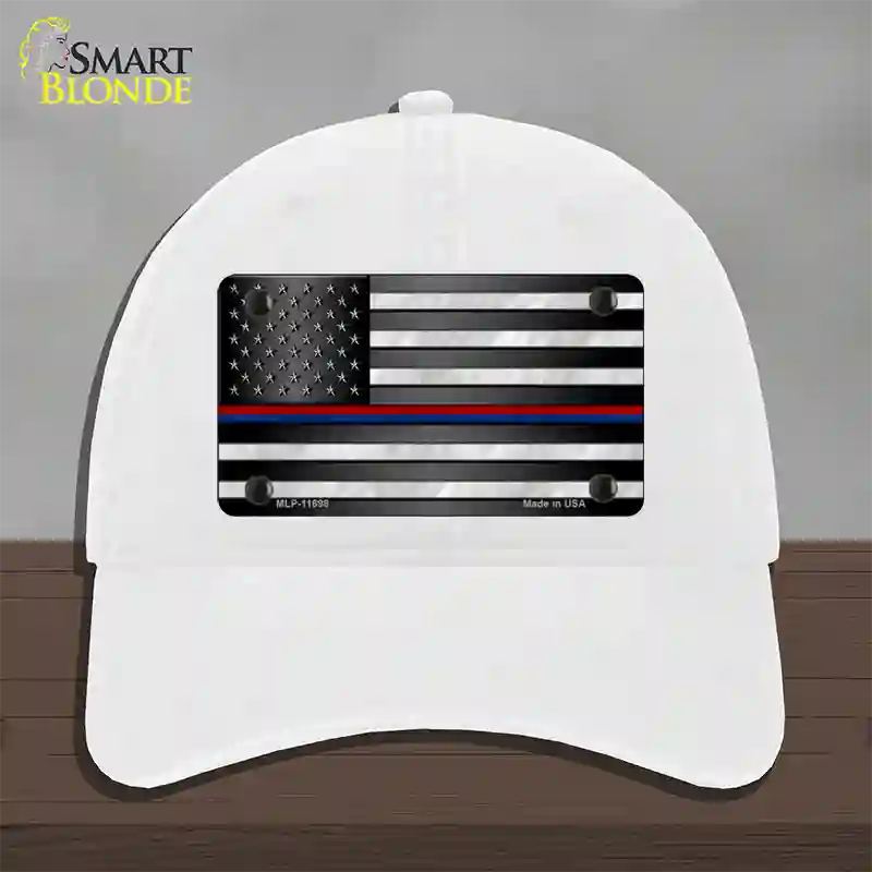 First Responder American Flag Novelty License Plate Hat Unconstructed Cotton / White