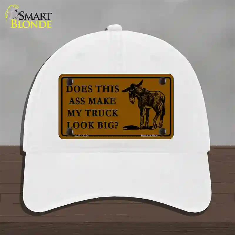 Does This Ass Novelty License Plate Hat Unconstructed Cotton / White