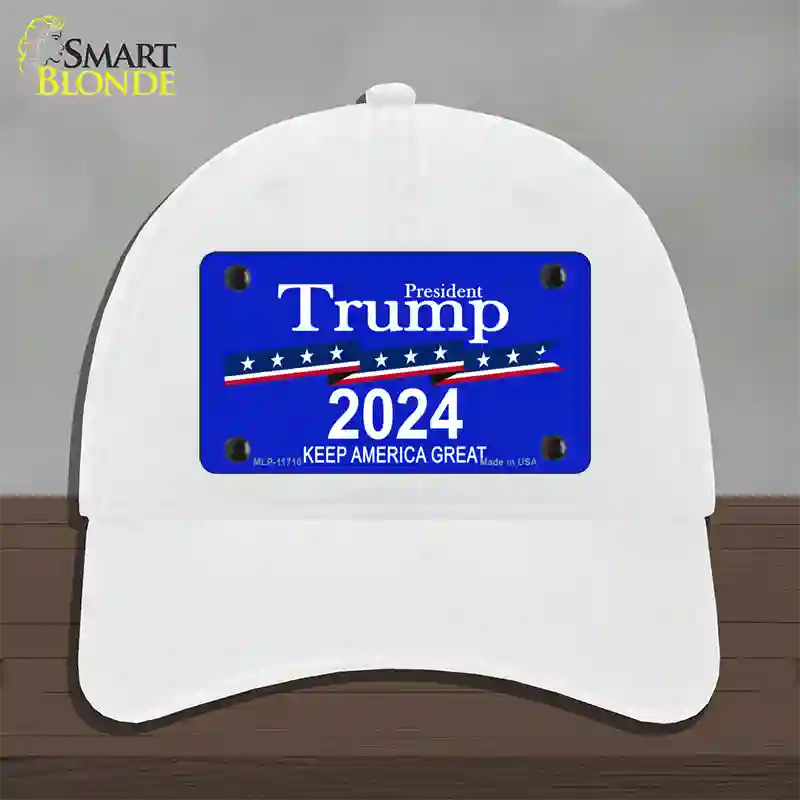 President Trump 2024 Novelty License Plate Hat Unconstructed Cotton / White