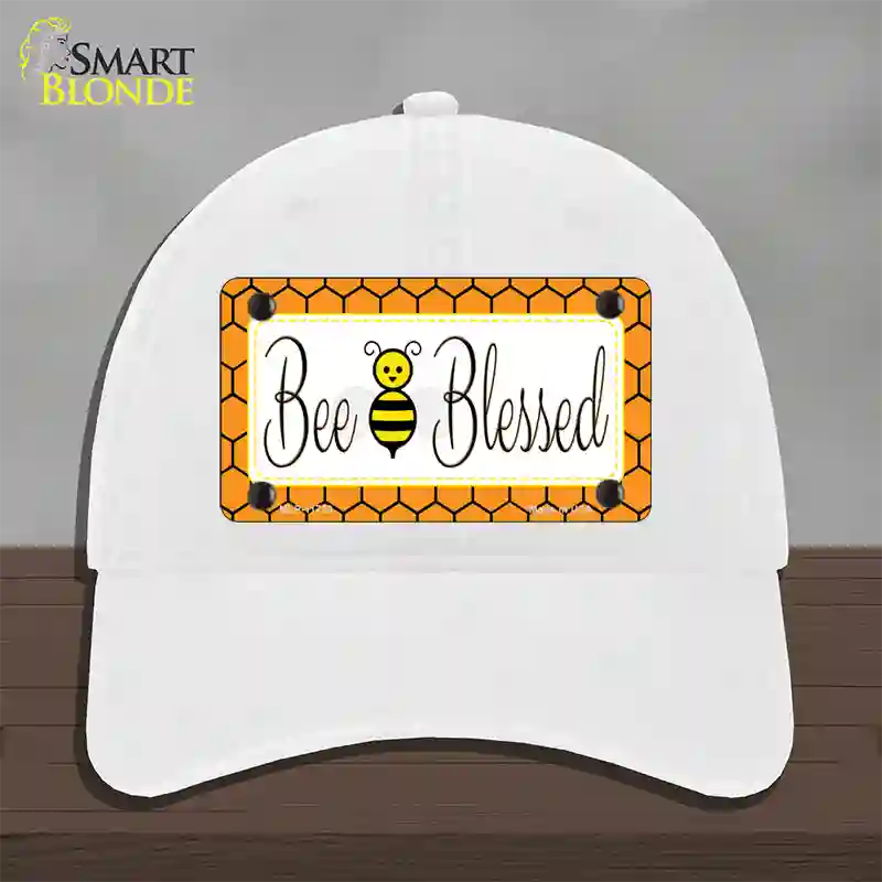 Bee Blessed Simple Novelty License Plate Hat Unconstructed Cotton / White