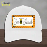 Bee Blessed Simple Novelty License Plate Hat Unconstructed Cotton / White