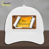 Bee Blessed Scroll Novelty License Plate Hat Unconstructed Cotton / White