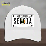 Senoia Georgia State Novelty License Plate Hat Unconstructed Cotton / White