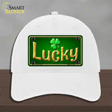 Lucky Irish Novelty License Plate Hat Unconstructed Cotton / White