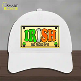 Irish and Proud Novelty License Plate Hat Unconstructed Cotton / White