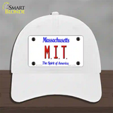 MIT Massachusetts State Novelty License Plate Hat Unconstructed Cotton / White