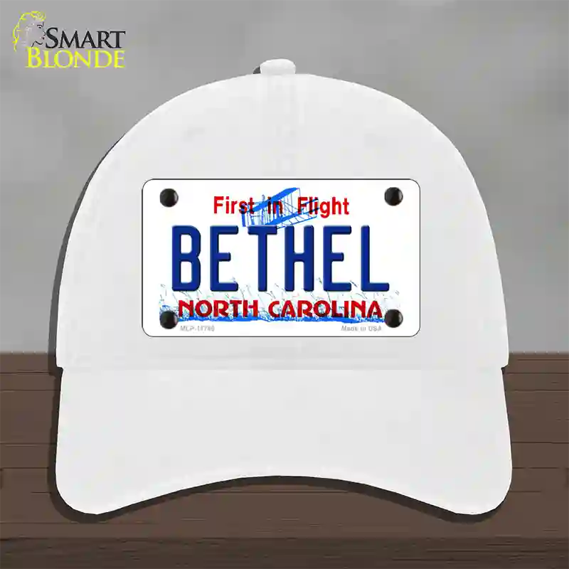 Bethel North Carolina State Novelty License Plate Hat Unconstructed Cotton / White